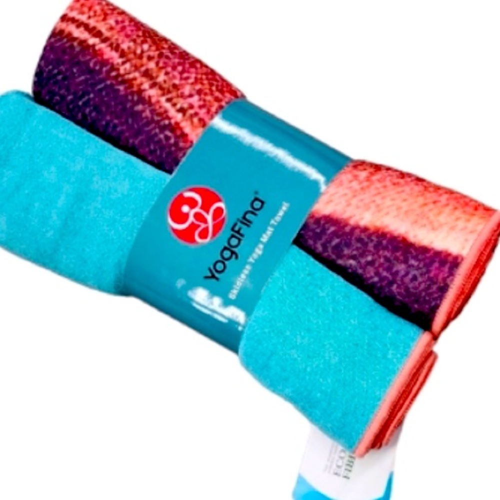 Yogafina Skidless Yoga Mat Towel Twin Pack Set Color Multi Size 24 X 68 INS - Picture 2 of 4